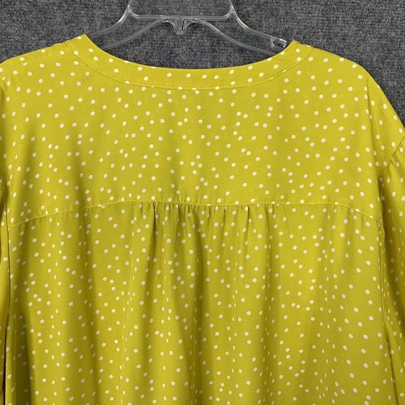Torrid 4 Button Up Blouse Chartreuse Yellow W/ Polka Dots Covered Buttons 3/4 Sl - Picture 11 of 13